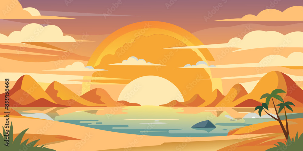 Beautiful Sunset Background Artwork: High-Quality Illustration Beautiful Sunset Background Artwork: High-Quality Illustration