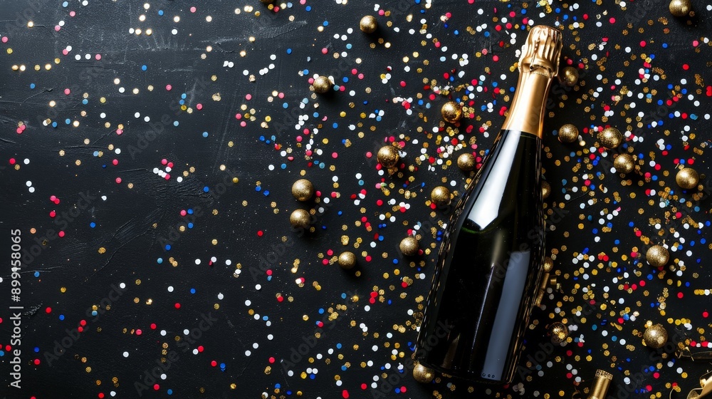 Fototapeta premium Festive Celebration with Champagne and Colorful Confetti