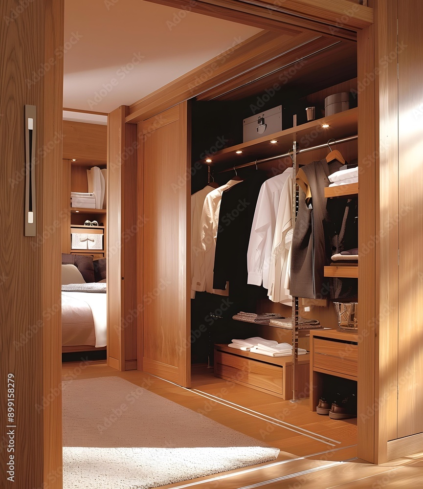 Modern Wooden Closet with Sliding Doors Modern Wooden Closet with Sliding Doors