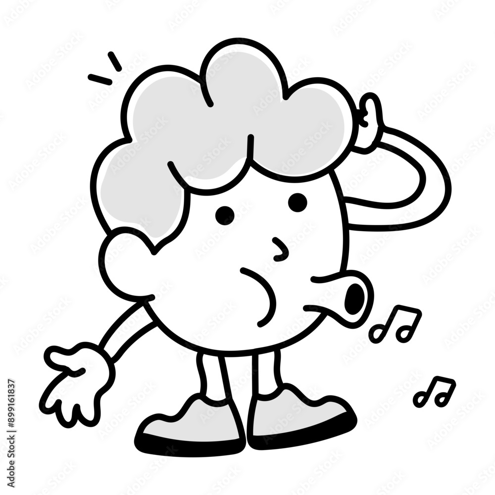 Funny doodle icon of whistling face
Funny doodle icon of whistling face