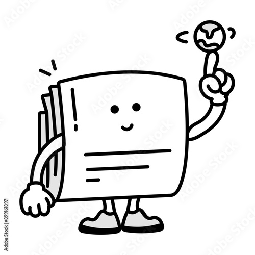 Cute doodle icon of world news 

