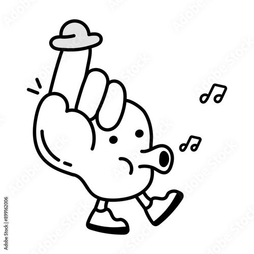 Funny doodle icon of a whistling cartoon 

