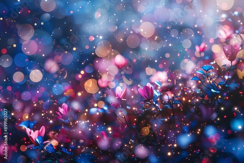 Digital bokeh lights symbolizing celebration joy and modern art