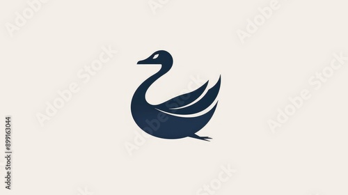 Creative goose logo, simple and stylish, ideal for modern branding, clean lines and distinctive shape © Lcs