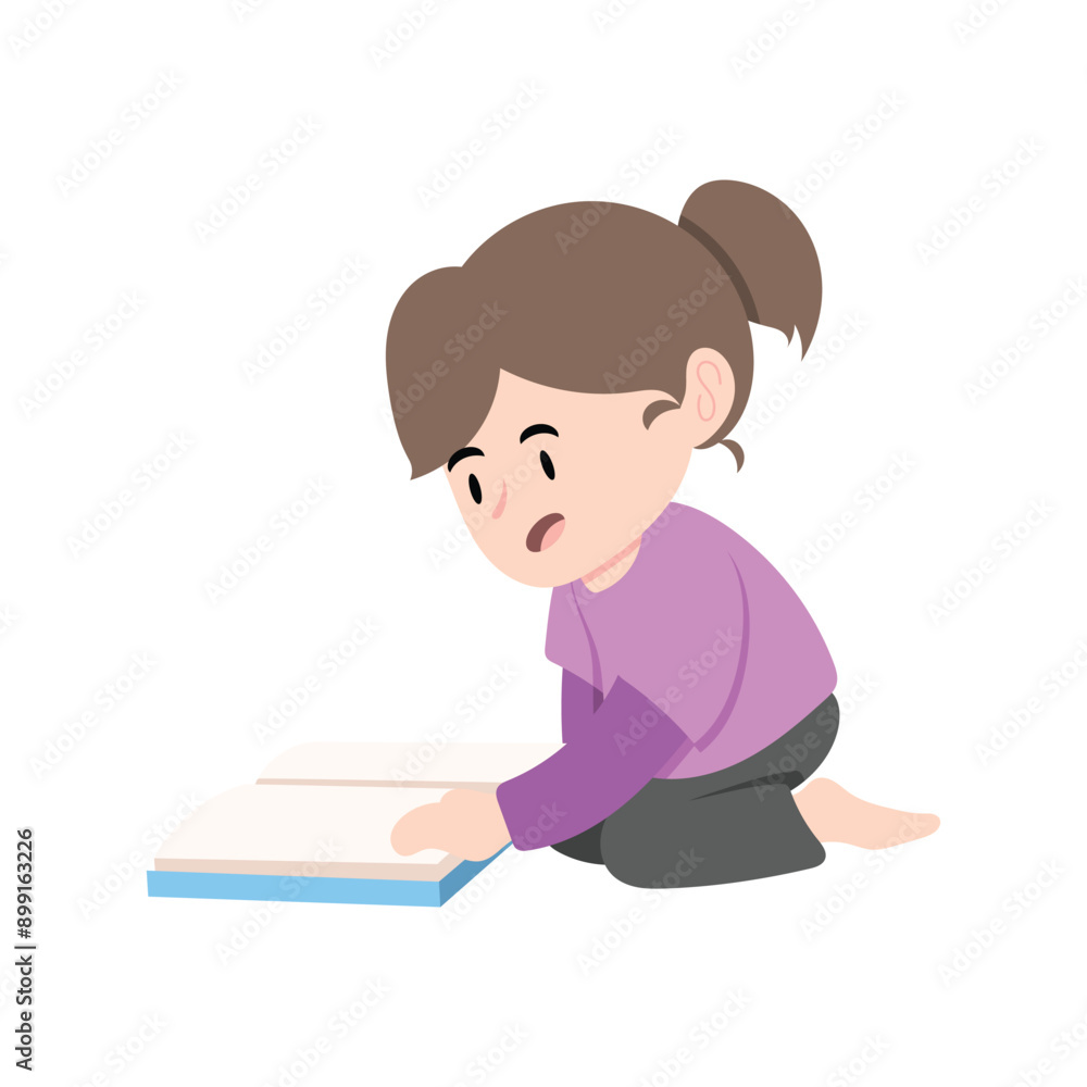 Illustration Children's Character Loves Reading Illustration Children's Character Loves Reading