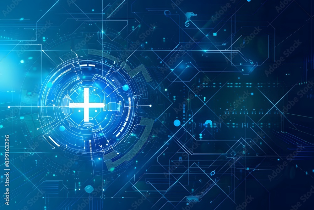 a blue circle with a cross in the center surrounded by lines and dots a blue circle with a cross in the center surrounded by lines and dots