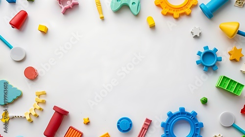 Kids educational developing toys frame on white background