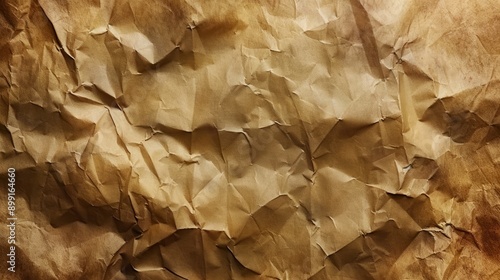 Crumpled Brown Paper Texture: Vintage Background