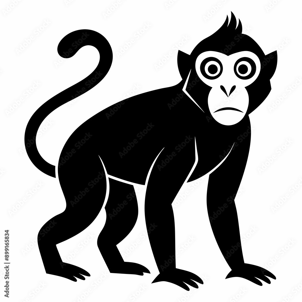 Obraz premium Monkey silhouettes on white background.