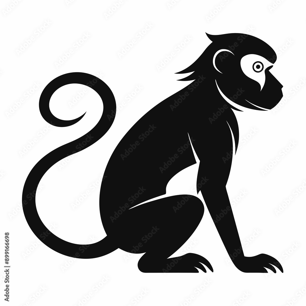 Obraz premium Monkey silhouettes on white background.