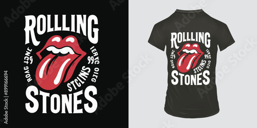 Rolling stones lettering tongue human party t shirt design.