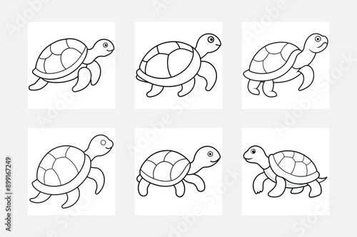 Explore Turtle Line Art Illustrations for Kids Coloring Books
 photo