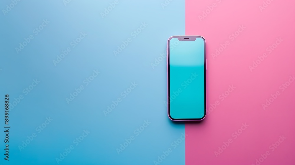 phone on a pink and blue background phone on a pink and blue background