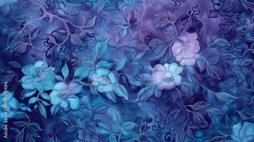 Blue and Purple Floral Pattern Background Blue and Purple Floral Pattern Background