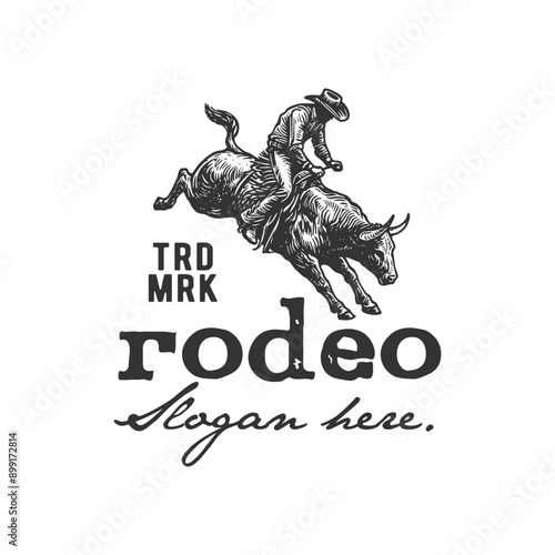 vintage logo rodeo hand drawn vector template illustration
