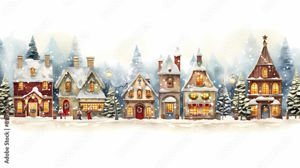 Fototapeta premium Holiday ornaments and pine branches decorate the scene, creating a festive Christmas ambiance.