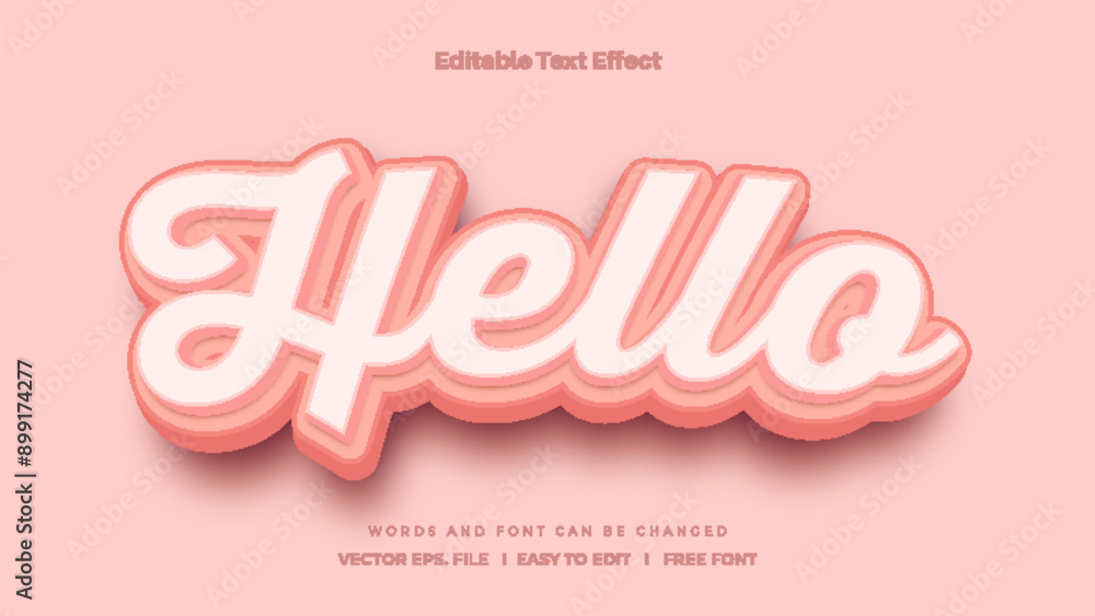 Hello text effect - 3d text effect style. Hello text effect - 3d text effect style.
