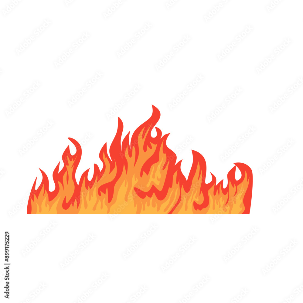 Red fire flat design vector design isolated white background Red fire flat design vector design isolated white background