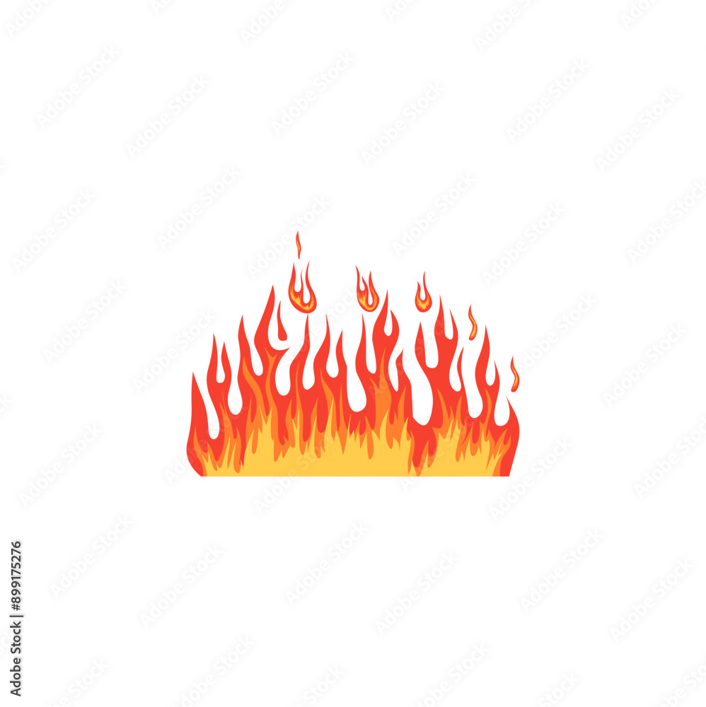Red fire flat design vector design isolated white background Red fire flat design vector design isolated white background