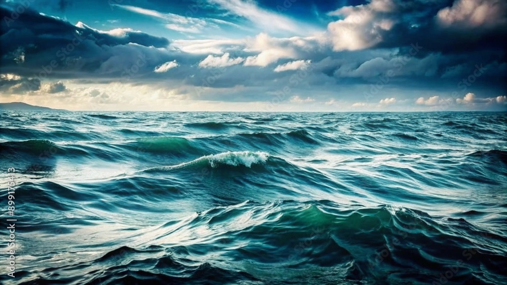 Fototapeta premium Seascape texture waves on the water generative AI