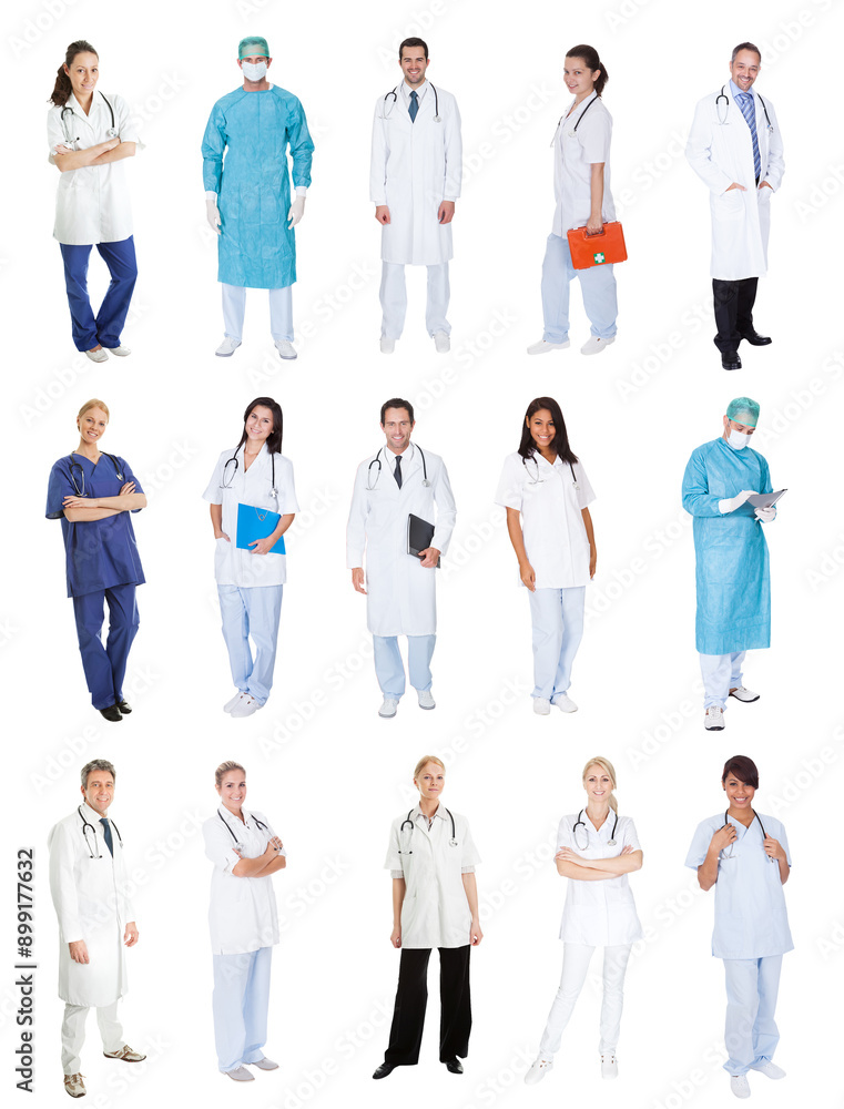 Medical Professionals in White Coats: Diverse Group of Doctors, Nurses, Medical Professionals in White Coats: Diverse Group of Doctors, Nurses,