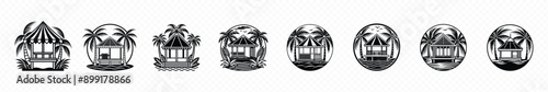 Beach cabana icon, Beach Cabana vector illustration, Beach Cabana Vector Line Icon, Beach cabana line and solid illustration icon