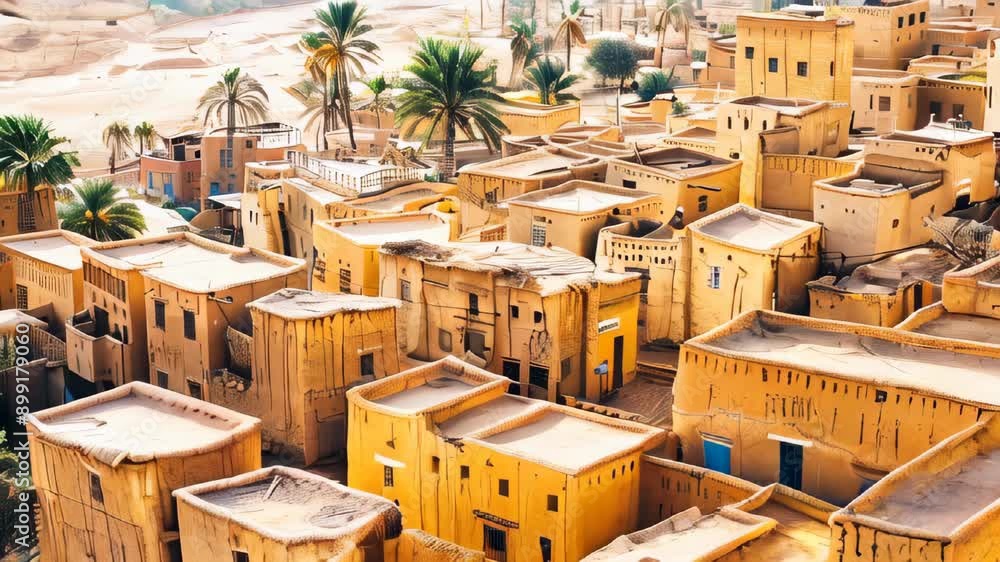High angle view of traditional mud houses in the desert High angle view of traditional mud houses in the desert
