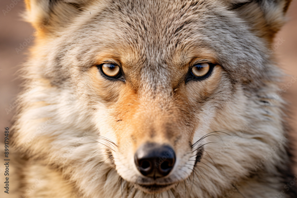 Fototapeta premium Close up of face of wild coyote