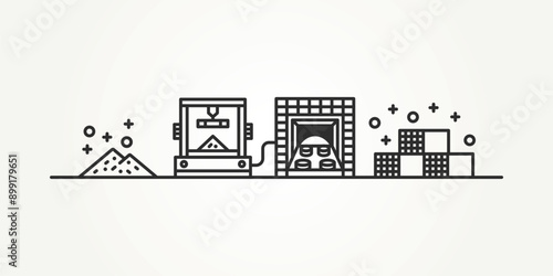 set of minimalist steel manufacturing process line art icon logo vector illustration design. simple modern process, production, factory logo concept
