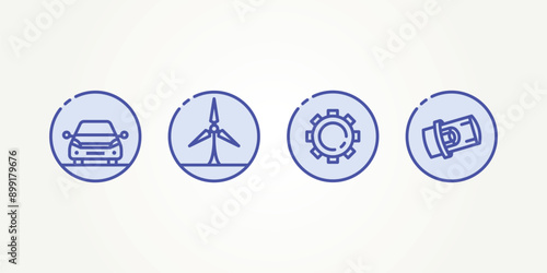 set of icons for factory equipment providers line art icon logo vector illustration design