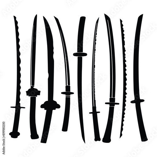 Swords and sabers silhouette set, Sabers or cavalry swords vector illustration