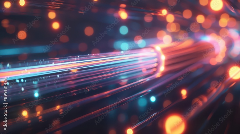 A colorful, abstract image of a wire with many glowing dots A colorful, abstract image of a wire with many glowing dots