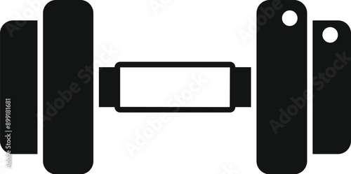 Black silhouette of an adjustable dumbbell for working out and exercising