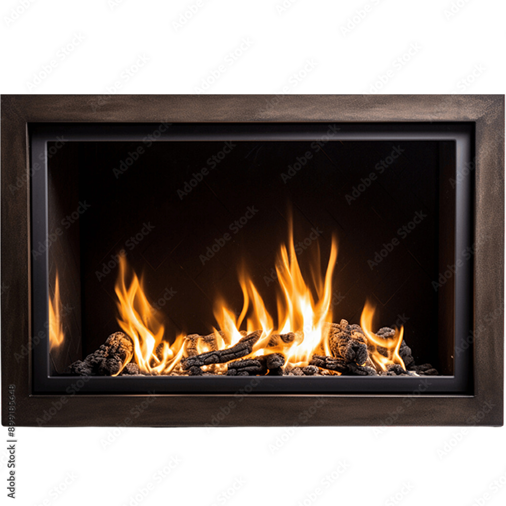 Fototapeta premium The fire frame is square black on a plain white background. Artificial Intelligence Generated