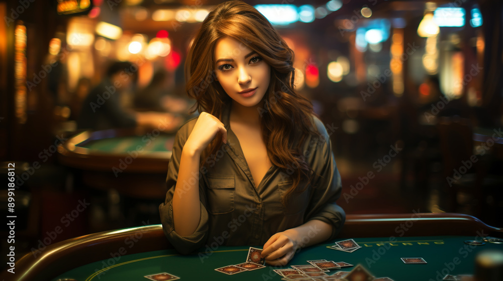 woman in a smart dress plays roulette. woman in a smart dress plays roulette.
