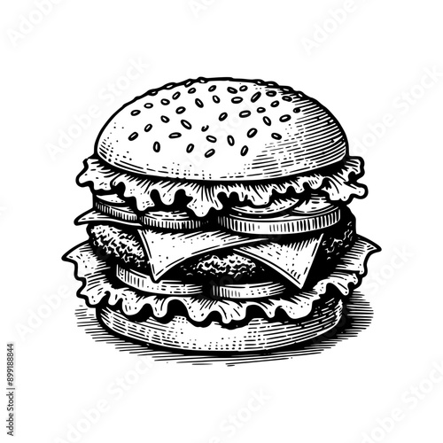 vintage design burger hand drawn vector template illustration