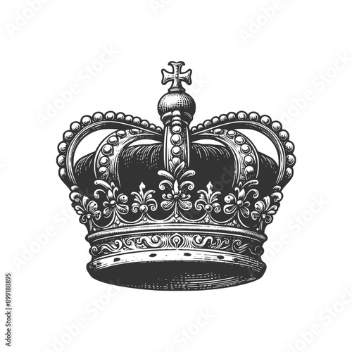 vintage design crown hand drawn vector template illustration