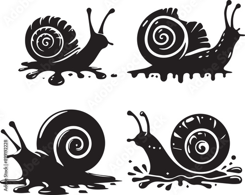 snail silhouette, snail icon, snail vector, 