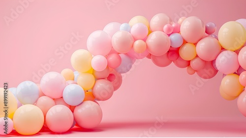 pink background with pastel balloon and party decoration, creating adorable backdrop for birthday photoshoot perfect for capturing joyful moments of children's events