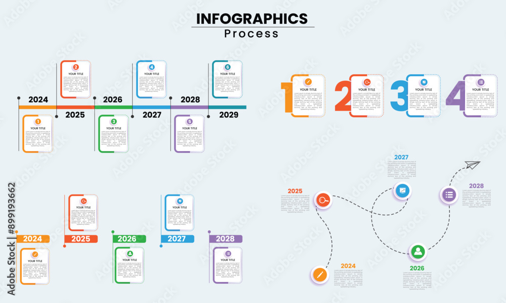 Set of Infographics Elements , Business infographic timeline Set of Infographics Elements , Business infographic timeline