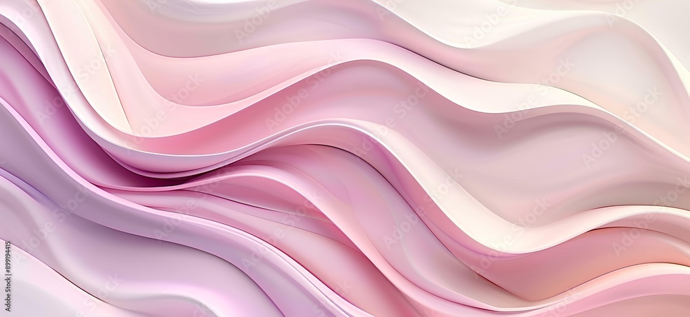 Fototapeta premium Elegant and soft background with wavy shapes in different shades of pink, white, lavender, and cream for a sophisticated design