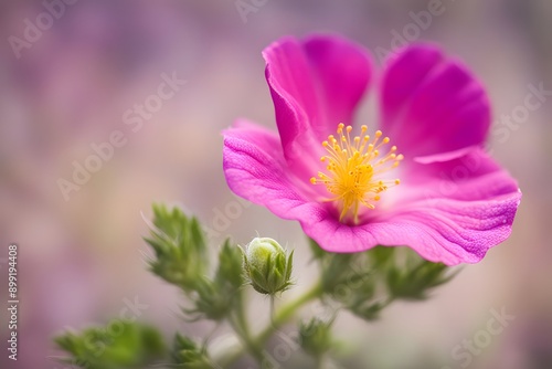Rock rose flower bokeh background, AI Generated