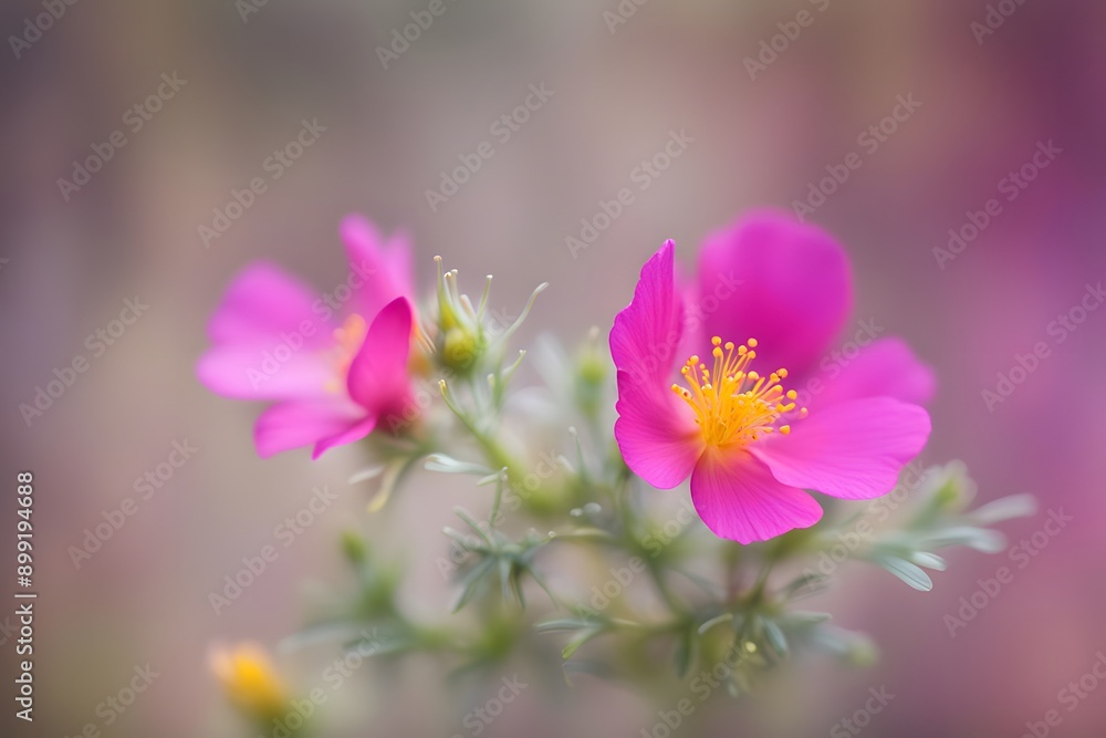 Fototapeta premium Rock rose flower bokeh background, AI Generated