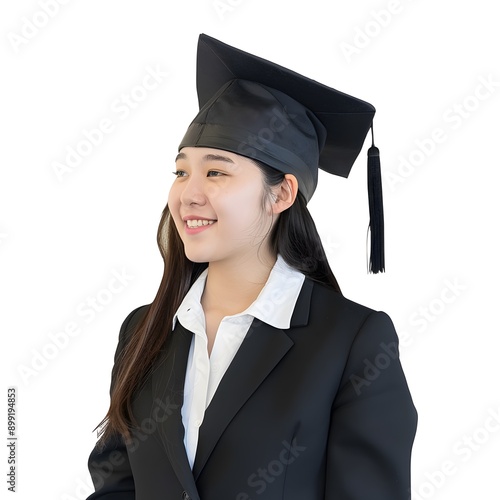 female graduate isolated on white background 