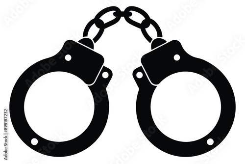 handcuffs isolated on white. black-silhouette-handcuffs-icon--white-background. OK SYMBOL WITH HANDCUFFS CONCEPT. Ai generate 