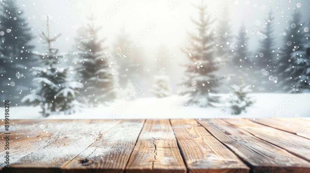 Snowy Winter Forest Tabletop Background Snowy Winter Forest Tabletop Background