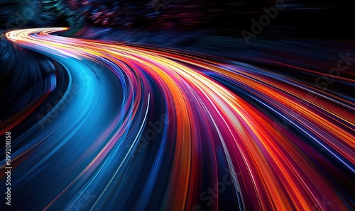 illustration of a speeding light trails on a solid background. generative ai