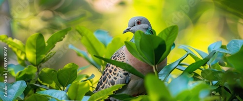 background, abstract, turtledove in plantation area photo