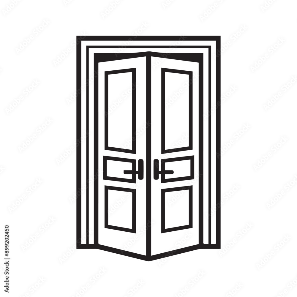 Door icon black home open and lock outline enter design. Door icon black home open and lock outline enter design.