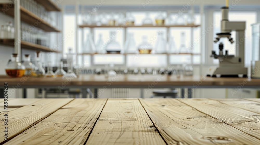 Wooden Table in a Science Lab: Research and Experimentation Wooden Table in a Science Lab: Research and Experimentation